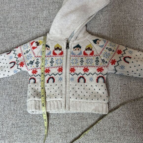 Hanna Andersson Baby Gnome Sweater Jacket Cardigan Full Zip Hooded Sherpa 6-12 m - Picture 8 of 10